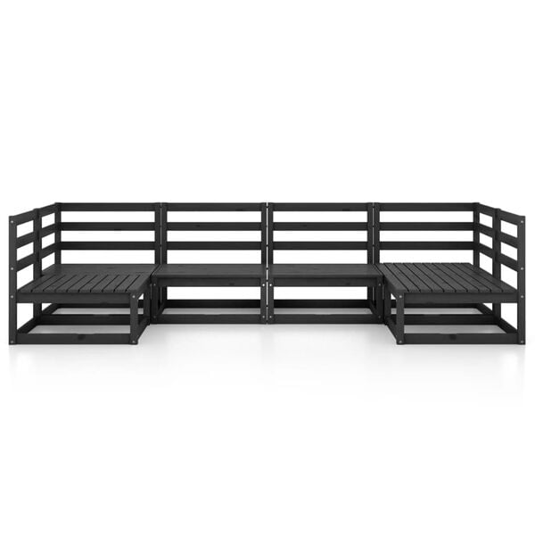 vidaXL Garden Lounge Set Black Solid pinewood Modular Garden Lounge Set