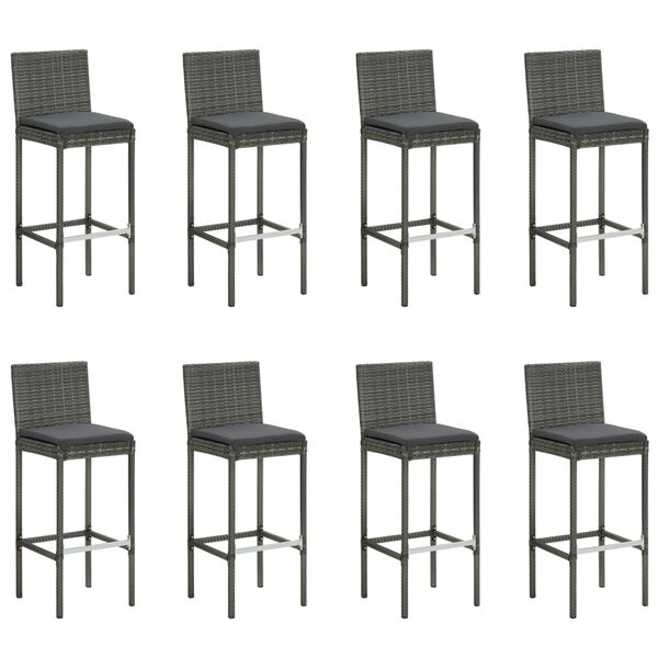 vidaXL Garden Bar Set Grey PE Rattan, Powder-coated Steel, Polyester