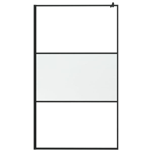 vidaXL Walk-in Shower Wall with Shelf Black 45.3"x76.8" ESG Glass&Aluminum