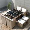 vidaXL Outdoor Dining Set Grey/Beige with Cream White Cushions