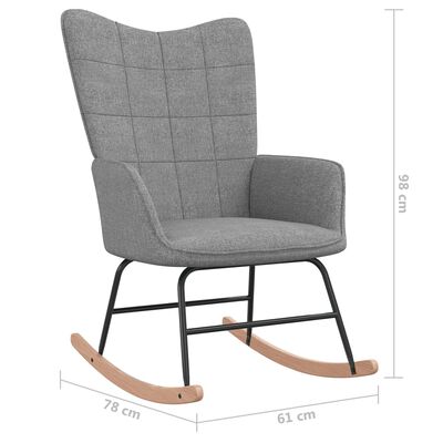 vidaXL Rocking Chair with a Stool Light Gray Fabric
