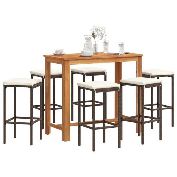 vidaXL Garden Bar Set Brown Solid Acacia Wood 7 Piece Set