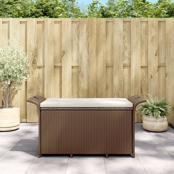 vidaXL Garden Bench Brown Poly Rattan, Powder-Coated Steel Medium