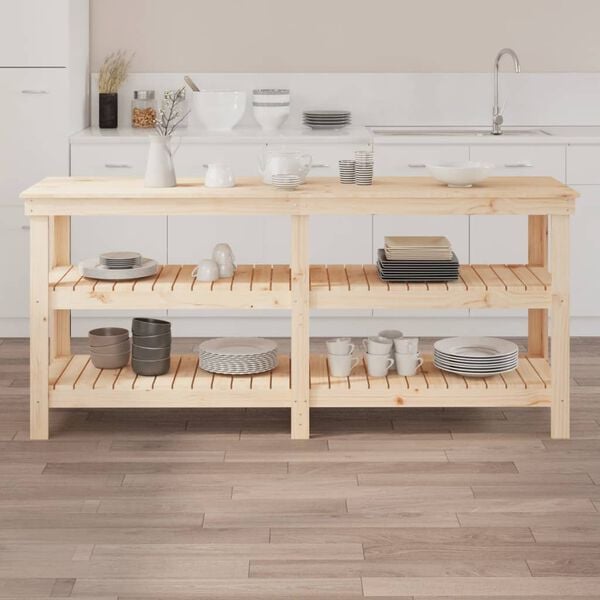 vidaXL Work Bench 71.3x19.7x31.5" Solid Wood Pine