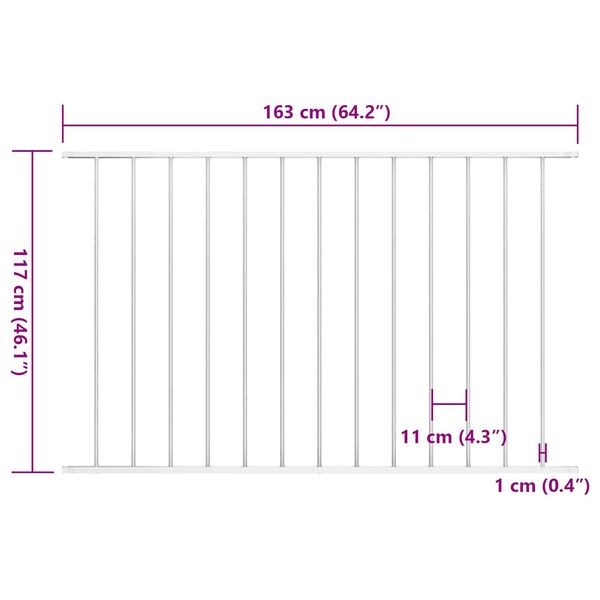 vidaXL Fence Panel Powder-coated Steel 5.6x3.8' White