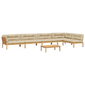 vidaXL Pallet Sofa Set Beige Solid Acacia Wood Large Modular