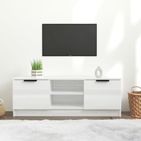vidaXL TV Cabinet High gloss white Engineered wood Medium TV Cabinet