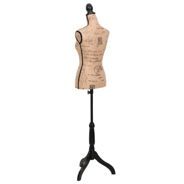 vidaXL Female Mannequin Brown and Black Jute, MDF, Solid Wood, Painted Steel