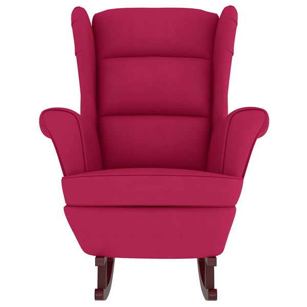vidaXL Rocking Chair Wine Red Velvet, rubber wood Standard Rocking Chair