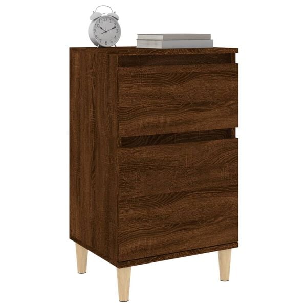 vidaXL Bedside Cabinet Set of 2 Brown Oak Engineered wood Standard