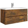 vidaXL Sink Cabinet Smoked oak Engineered wood 35.4 in