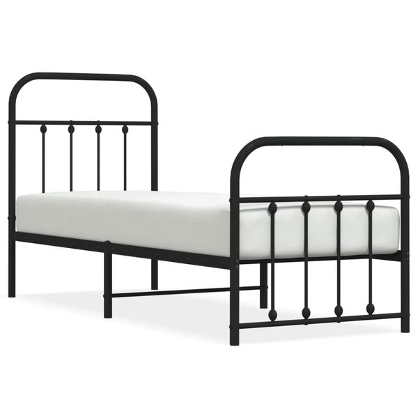 vidaXL Bed Frame Black Powder-Coated Steel Small Single Bed Frame