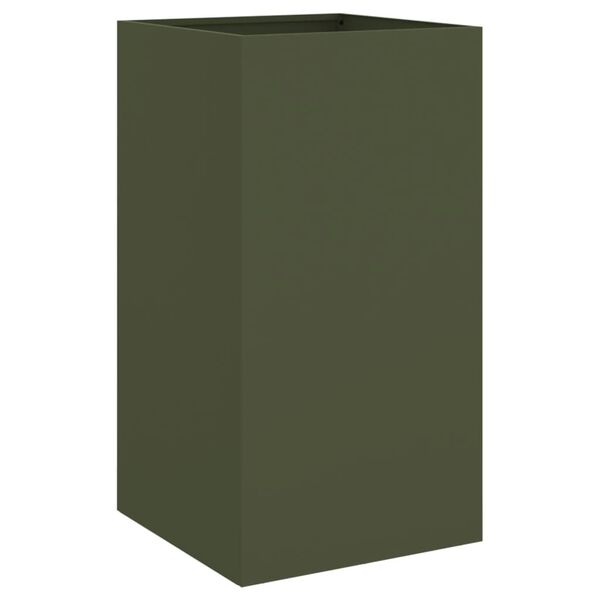 vidaXL Planter Olive Green Cold-rolled steel 16.5x15.0x29.5 in Durable