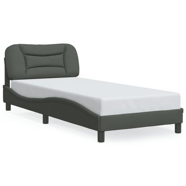 vidaXL Bed Frame Dark Grey Polyester 36.2 x 73.6 in Single Bed Frame