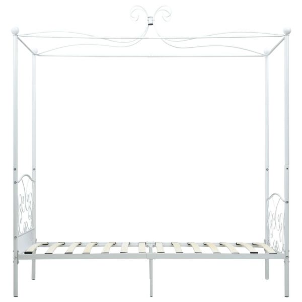 vidaXL Bed Frame White Metal frame, Plywood slats 39.4 x 78.7 in Tough