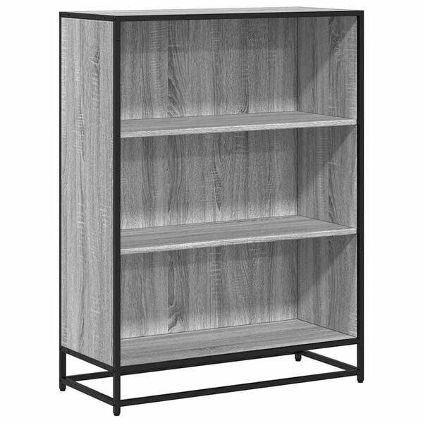 vidaXL Book Cabinet Grey Sonoma Engineered Wood and Metal Medium