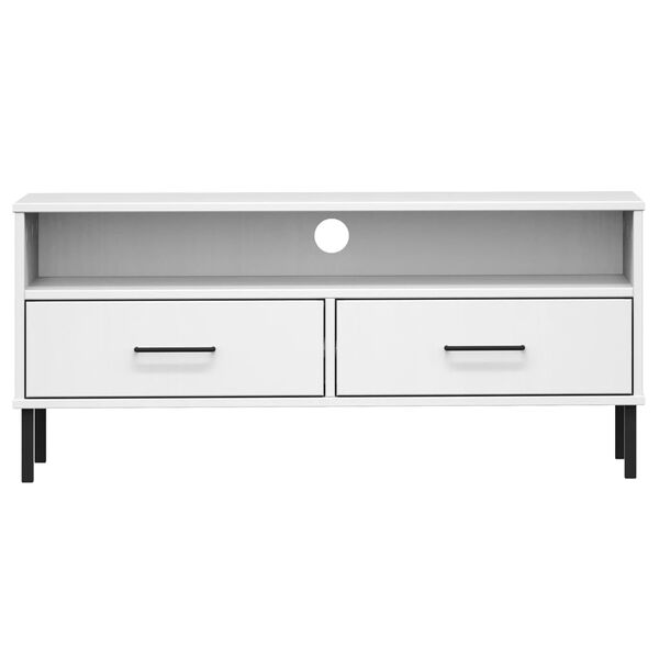 vidaXL TV Cabinet White Solid pine wood, Metal Medium TV Cabinet
