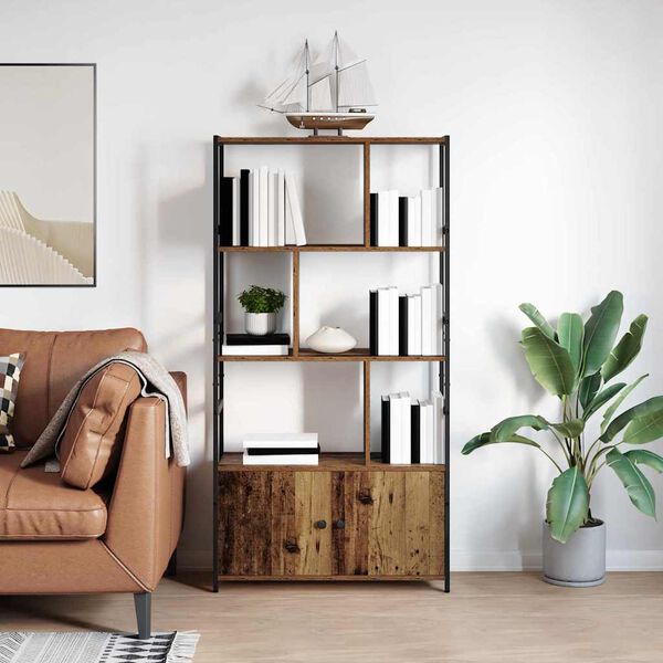 vidaXL Bookshelf Old wood 31.50 x 11.81 x 61.22 in Engineered Wood