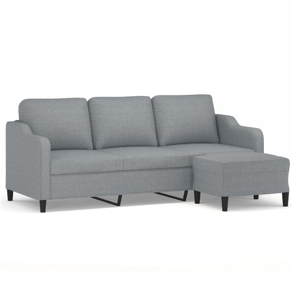 vidaXL 3-seater Sofa With Footstool Light grey