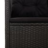 vidaXL Corner Sofa Black Poly Rattan, powder-coated steel, polyester fabric