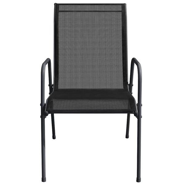 vidaXL Garden Chair Set of 4 Black and Anthracite Steel Standard