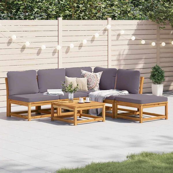 vidaXL Garden Lounge Set Dark gray, Natural wood