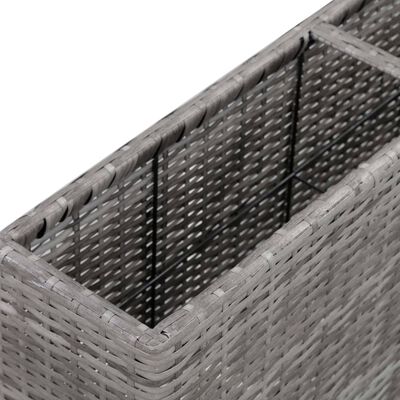 Garden Raised Bed with 2 Pots 90x7.9"x15.7" Poly Rattan Gray