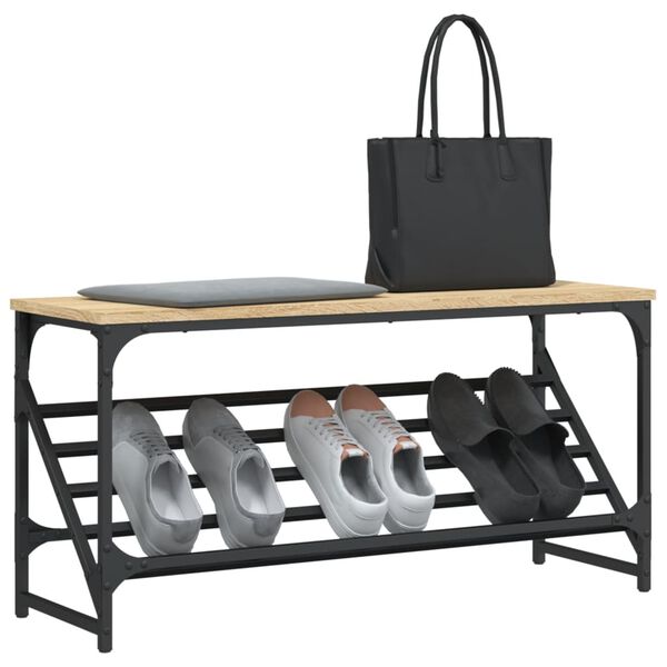 vidaXL Shoe Rack Sonoma Oak Engineered wood, powder-coated steel