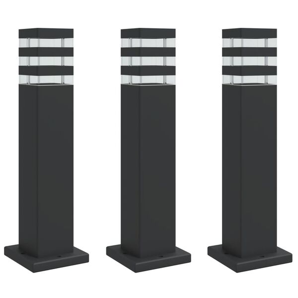 vidaXL Outdoor Floor Lamp Set of 3 Black Die-cast Aluminum, Polycarbonate