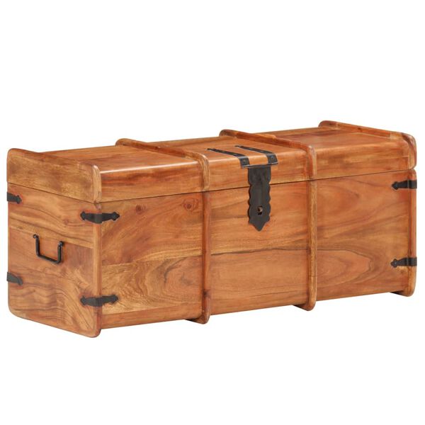 vidaXL Storage Chest Natural Acacia Solid Acacia Wood, Iron Standard