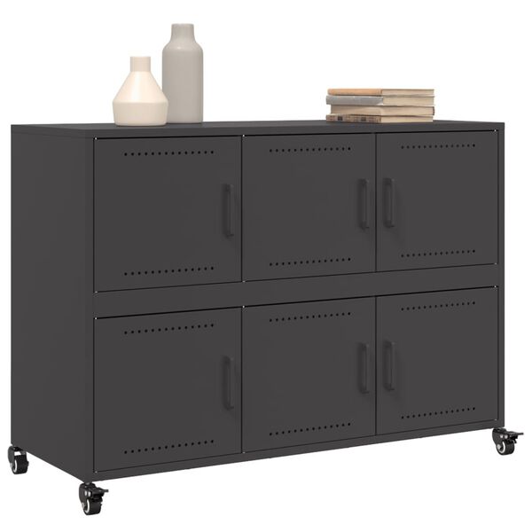 vidaXL Sideboard Black Cold-rolled Steel Large Sideboard Rectangular