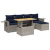 vidaXL 6 Piece Patio Sofa Set with Cushions Gray Poly Rattan