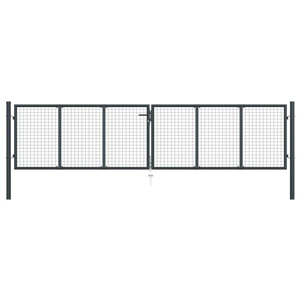 vidaXL Mesh Patio Gate Galvanised Steel 157.5x39.4" Grey