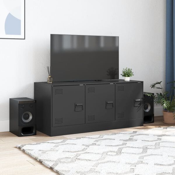 vidaXL TV Cabinet Black Cold-rolled steel Medium TV Cabinet