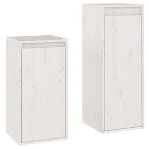 vidaXL TV Cabinet Set of 2 White Solid Pine Wood Varied Sizes