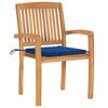 vidaXL Patio Chairs 2 pcs with Royal Blue Cushions Solid Teak Wood