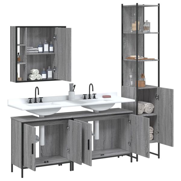 vidaXL Bathroom Cabinet Set Grey sonoma