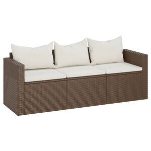 vidaXL 3-seater Patio Sofa Brown PE Rattan 3-Seater Modular