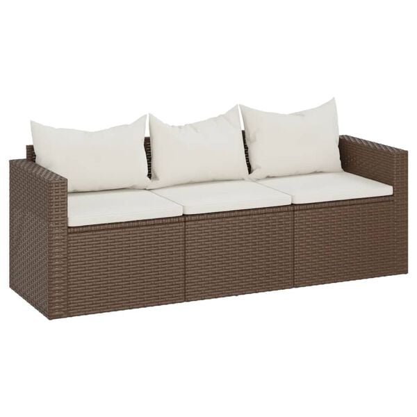 vidaXL 3-seater Patio Sofa Brown PE Rattan 3-Seater Modular