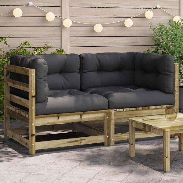 vidaXL Garden Sofa Anthracite Solid Pine wood Compact Modular