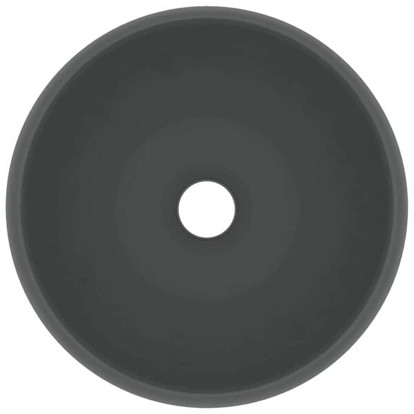vidaXL Luxury Wash Basin Round Matt Dark Grey 15.7x5.9" Ceramic