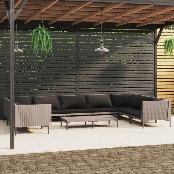 vidaXL Garden Lounge Set Dark Grey Powder-coated steel Large