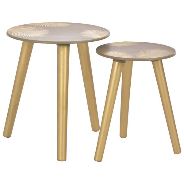 vidaXL Nesting Side Tables 2 pcs Gold 15.7"x17.7"/11.8"x15.7" MDF