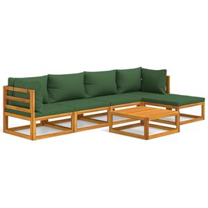 vidaXL Garden Lounge Set Green, Natural Wood Solid Acacia wood, Polyester