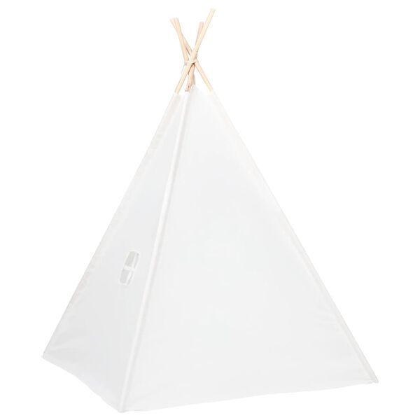 vidaXL Kids Tent White Peach Skin (100% polyester), Solid Pine Wood Large