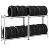 vidaXL 2-Layer Tyre Shelves 2 pcs Silver 43.3x15.7x42.9" Steel