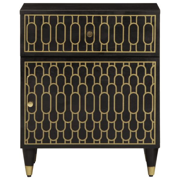 vidaXL Bedside Cabinet Black Solid mango wood Medium Bedside Cabinet