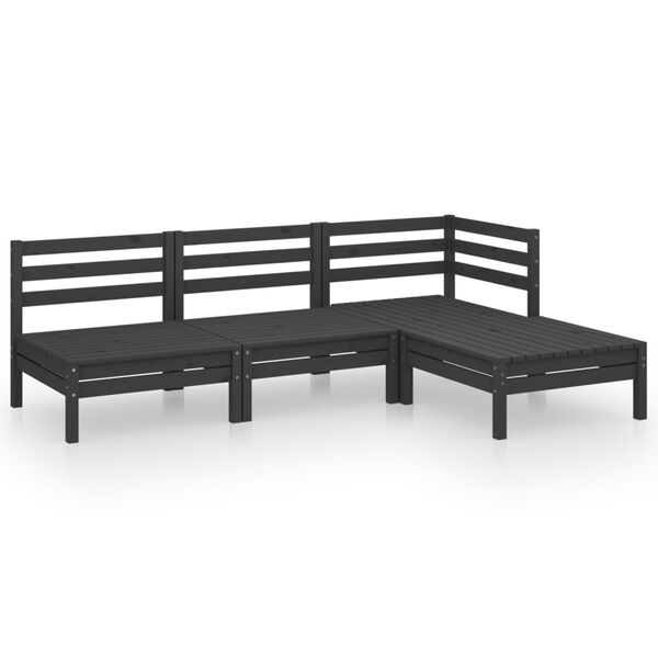 vidaXL Garden Lounge Set Black Solid Pinewood Medium Modular