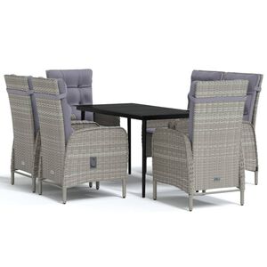 vidaXL Garden Dining Set Grey and Black