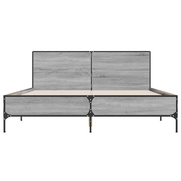 vidaXL Bed Frame Gray sonoma Engineered wood, Metal, Plywood King Size